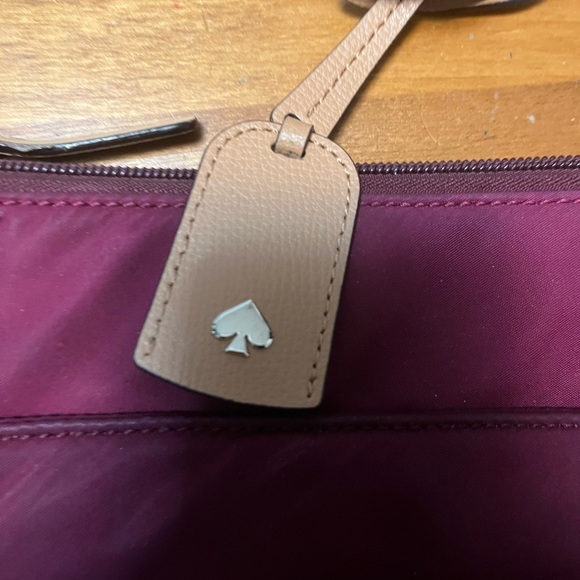 Kate Spade. Plum/wine. Crossbody. Tan strap. - Picture 6 of 12